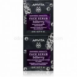 Apivita Express Beauty Bilberry intenzívny čistiaci peeling pre rozjasnenie pleti 2 x 8 ml